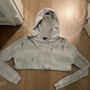 Aqua Grey knitted distressed sweatshirt